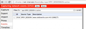 Live SPDY sessions in Google Chrome